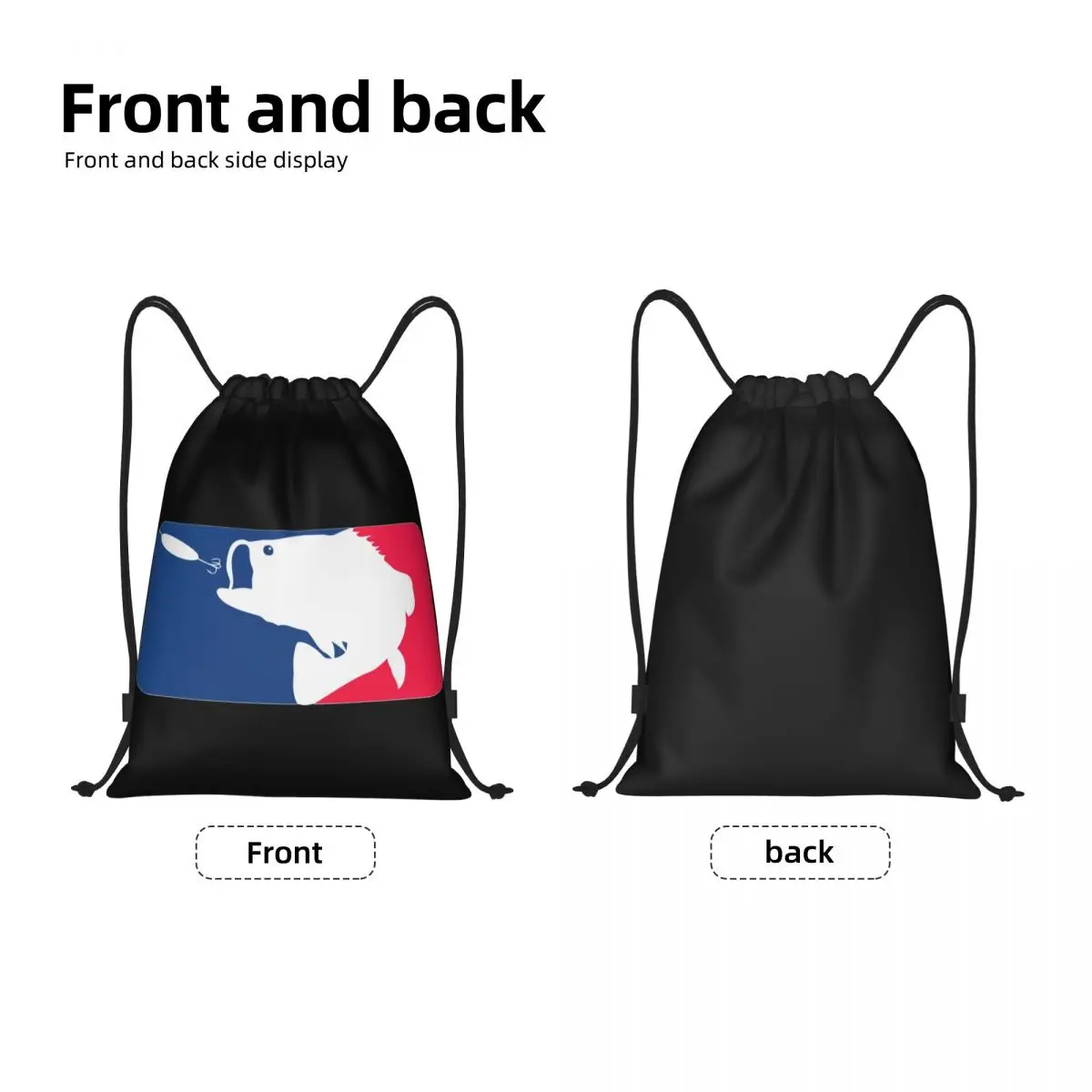 Pike Fish Hunt Bass Fishing Greeting Drawstring Backpack Sports Gym Bag for Men Women Shopping Sackpack