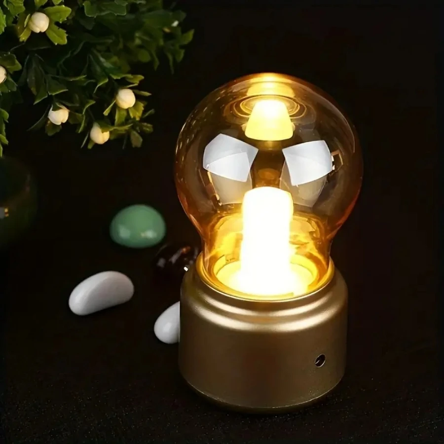 Retro Night Light Style Rechargeable Table Lamp Bar Table Ambient Light Decorative Warm Light Bulb