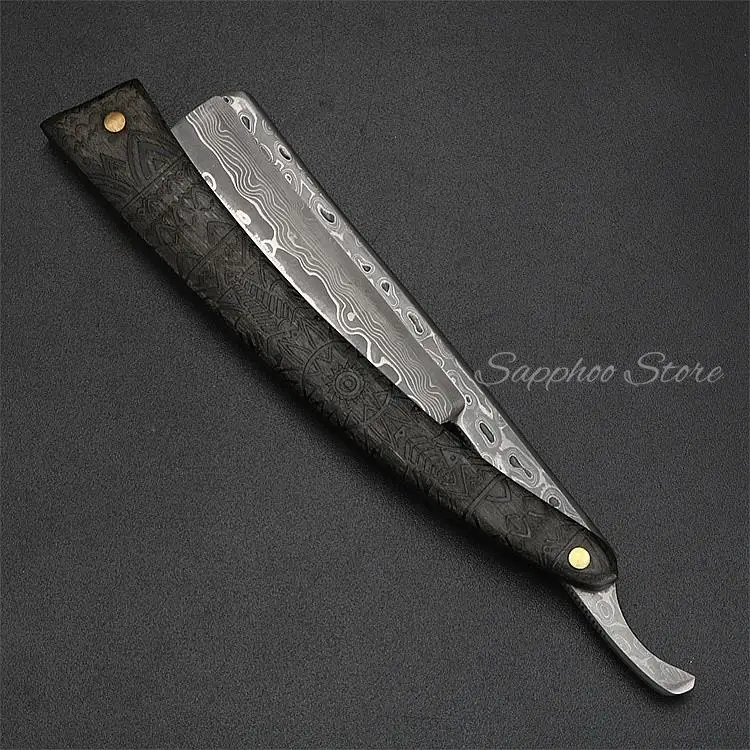 1 Stück altmodischer deutscher Klapprasierer aus Kohlenstoffstahl, scharf, gebrauchsfertig, Harzgriff, professioneller Friseurrasierer – Detail 6