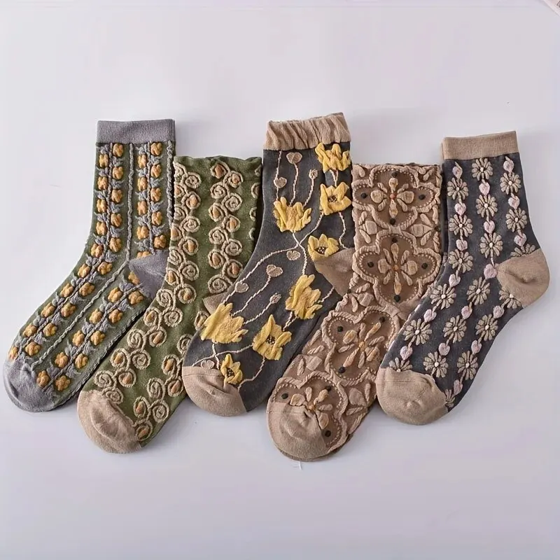 

5 Pairs 3D Floral Textured Socks, Retro Court Style All-match Socks, Women's Stockings & Hosiery 45,625 Reviews 4.7 All Reviews