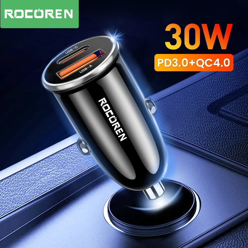 Rocoren Auto ladegerät USB Typ C PD 3,0 QC 4,0 Schnell ladegerät Adapter für iPhone 14 Xiaomi