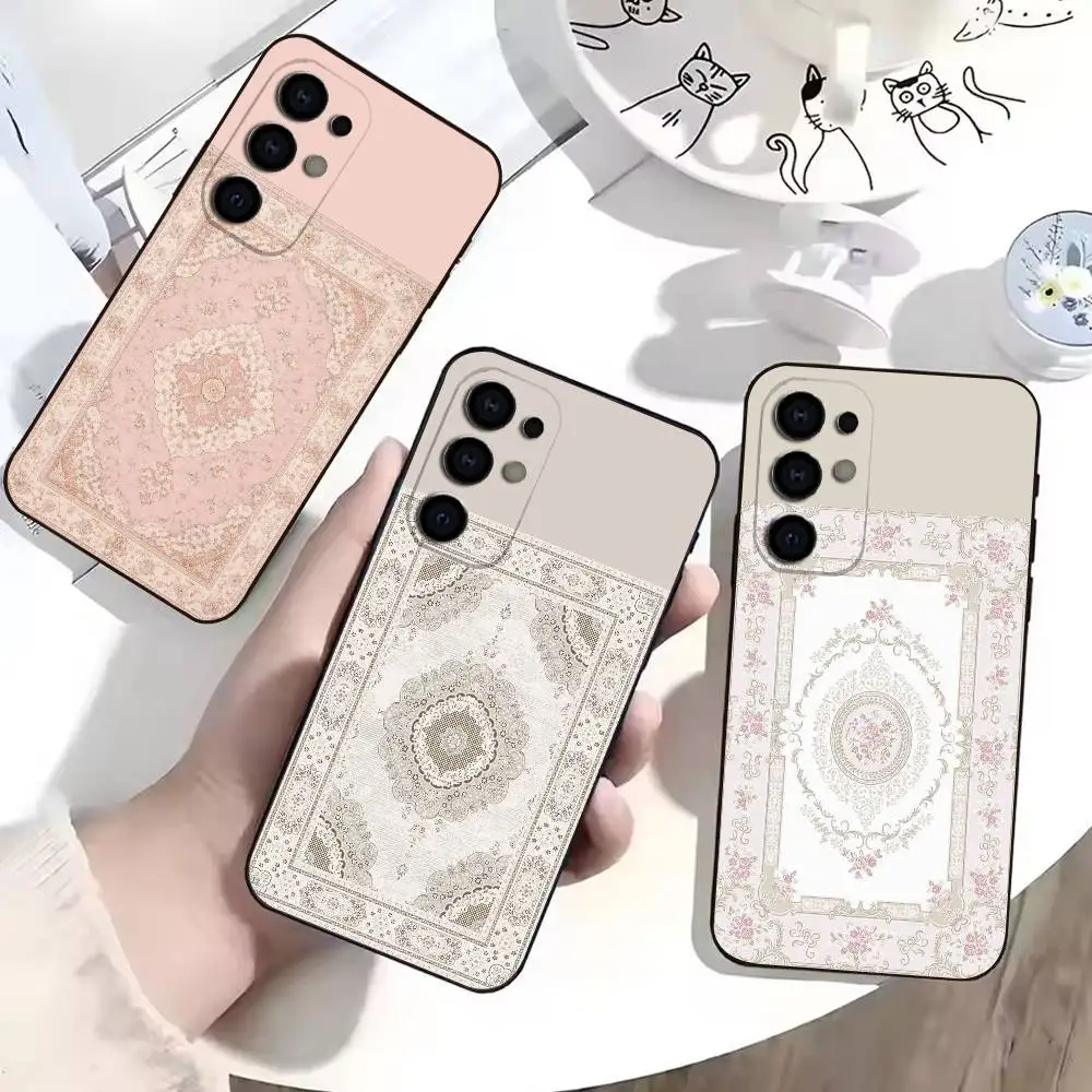 Islamic-style carpet pattern  Phone Case Black Silicone Soft For Samsung S25,S24,S21,S22,S23,S30,Ultra,S20,Plus,Fe,Lite