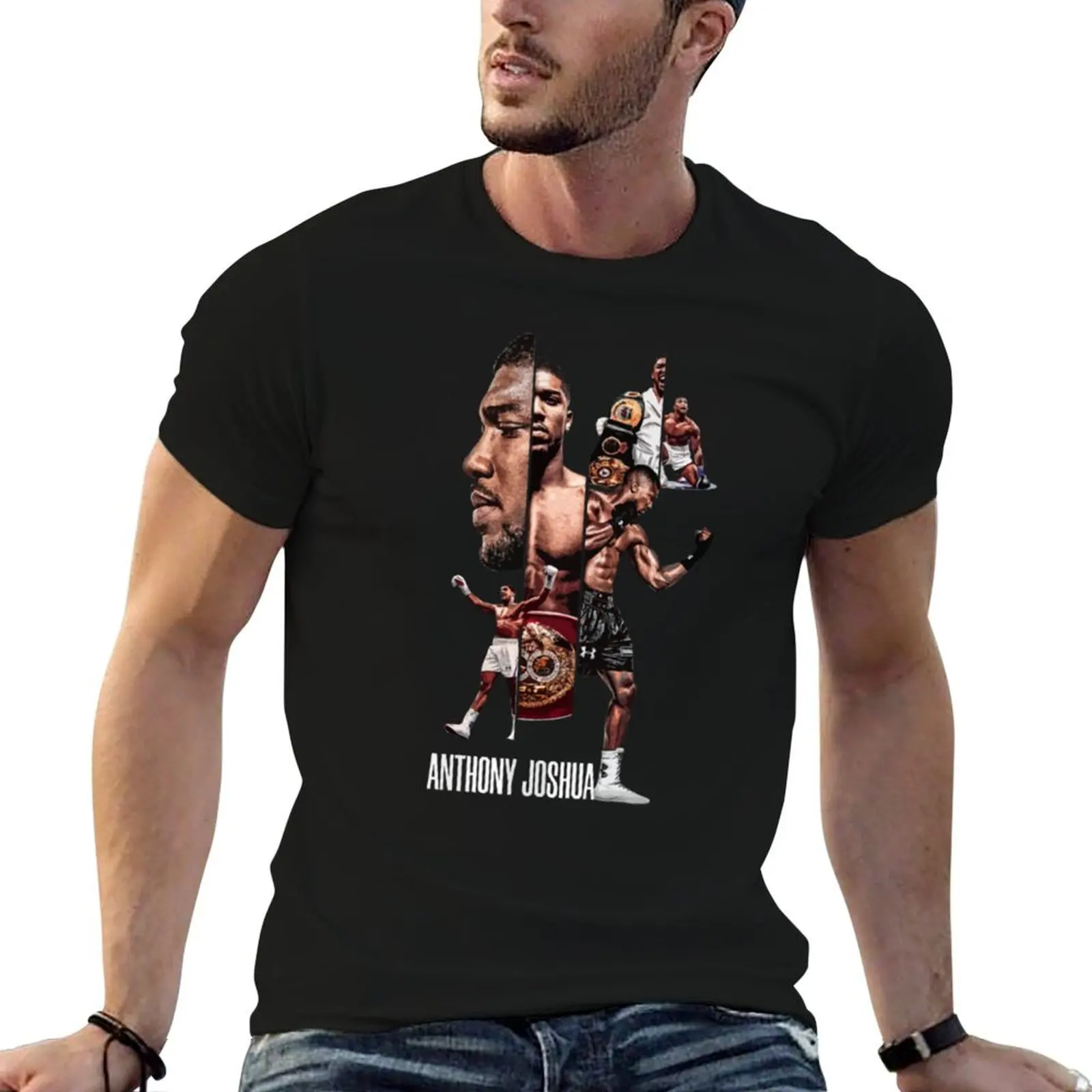 

Anthony Joshua boxing T-Shirt black cotton t-shirt plain for man package t shirts for man graphic funny T-Shirt