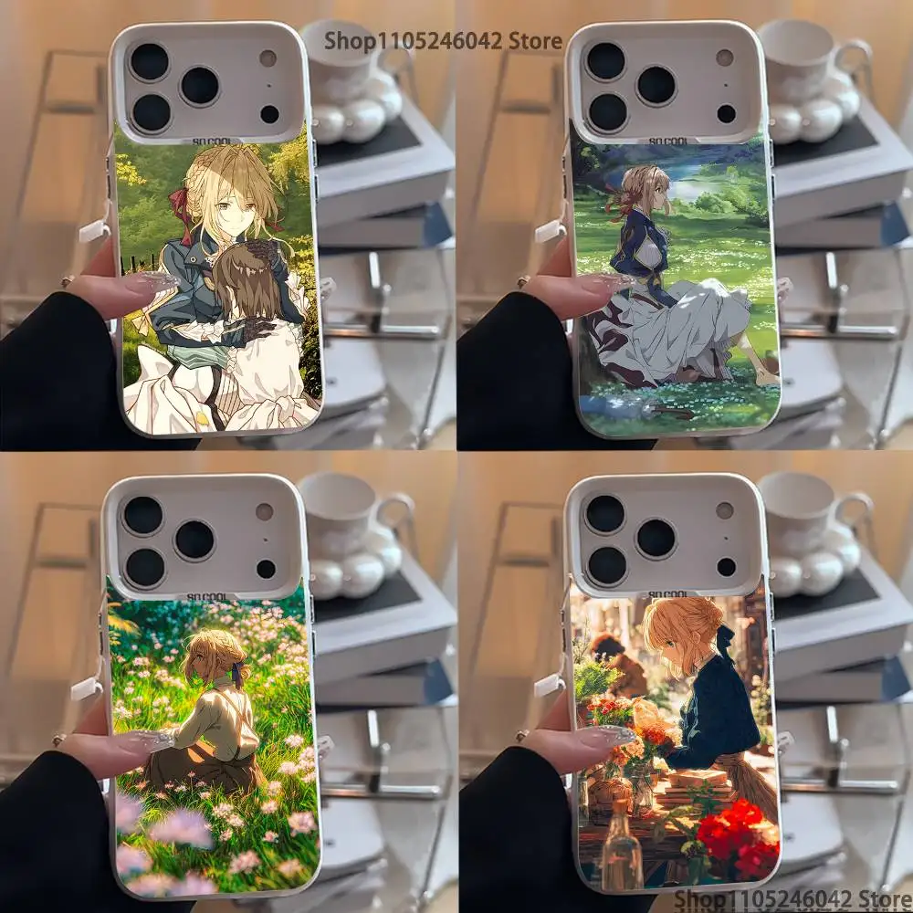 

V-Violet Evergarden Novel For White Candy Matte Cover iPhone 17,16,15,14,13,12,11,Mini,Pro,Plus