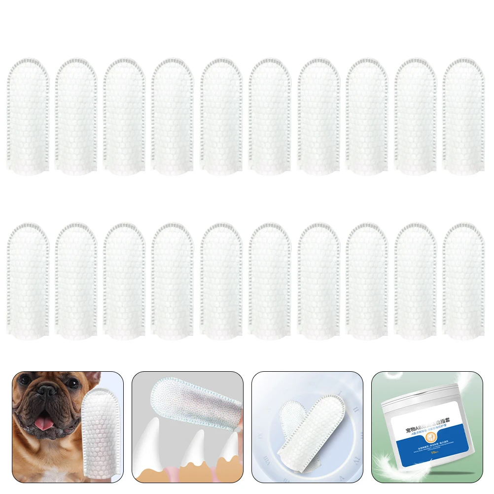 

50pcs Pet Finger Dental Wipes Reusable Cat Dog Teeth Cleaning Portable Oral Care Supplies Household Dog Accessories for Pets