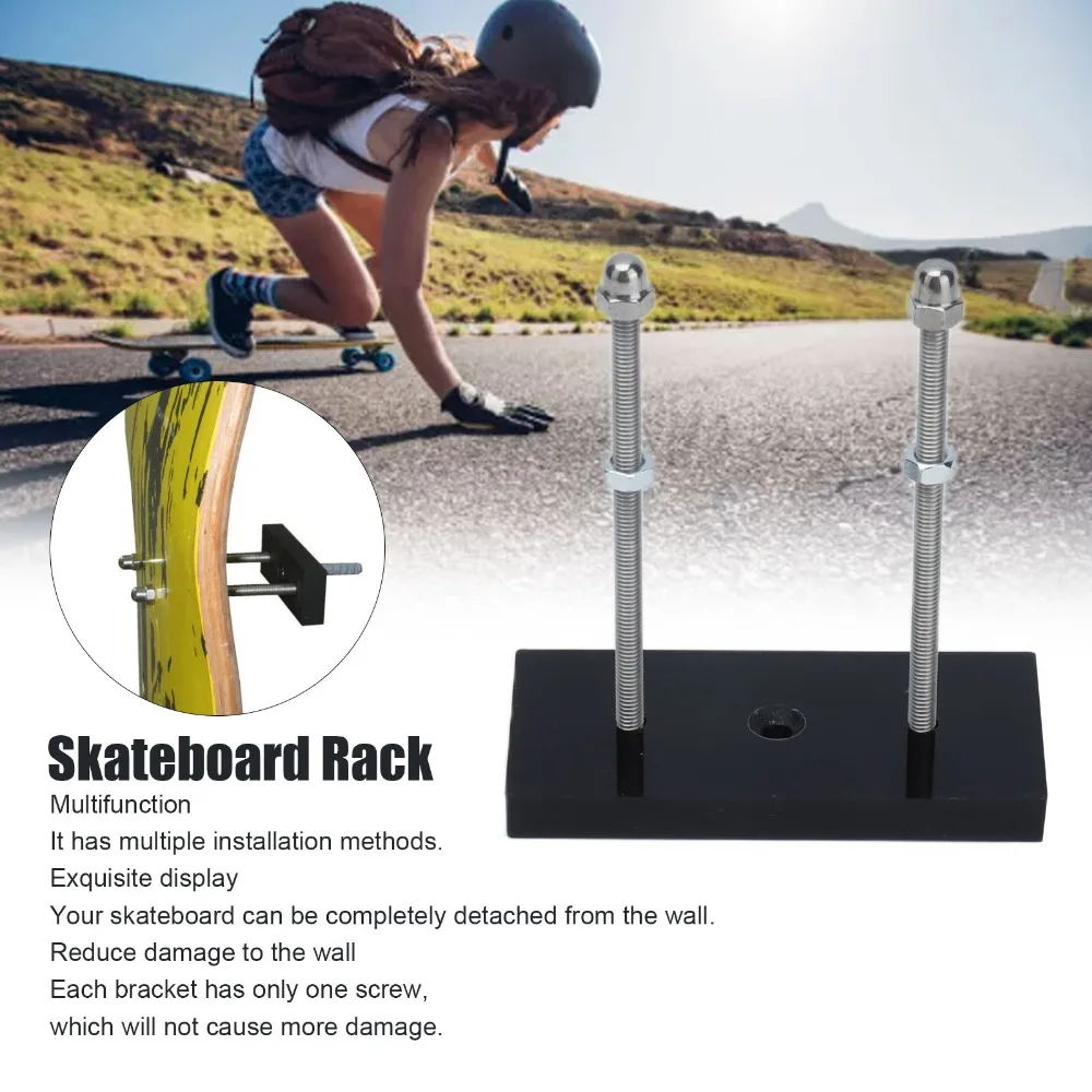Multi Functional Skateboard Rack Durable Acrylic Skateboard Wall Mount Black Space Saving Skateboard Holder Home