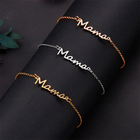 Fashion 3 Colors Metal Chain Mama Bracelet for Women Mother's Day Mom Jewelry Trendy Romantic Family Gifts Accessories Bangle