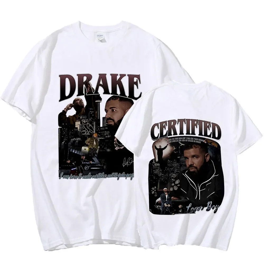 Limited Rapper Drake Drizzy T Shirt Certified Lover Boy Retro Graphic T-shirt Men's Fashion Hip Hop Short Sleeve Tees Streetwear