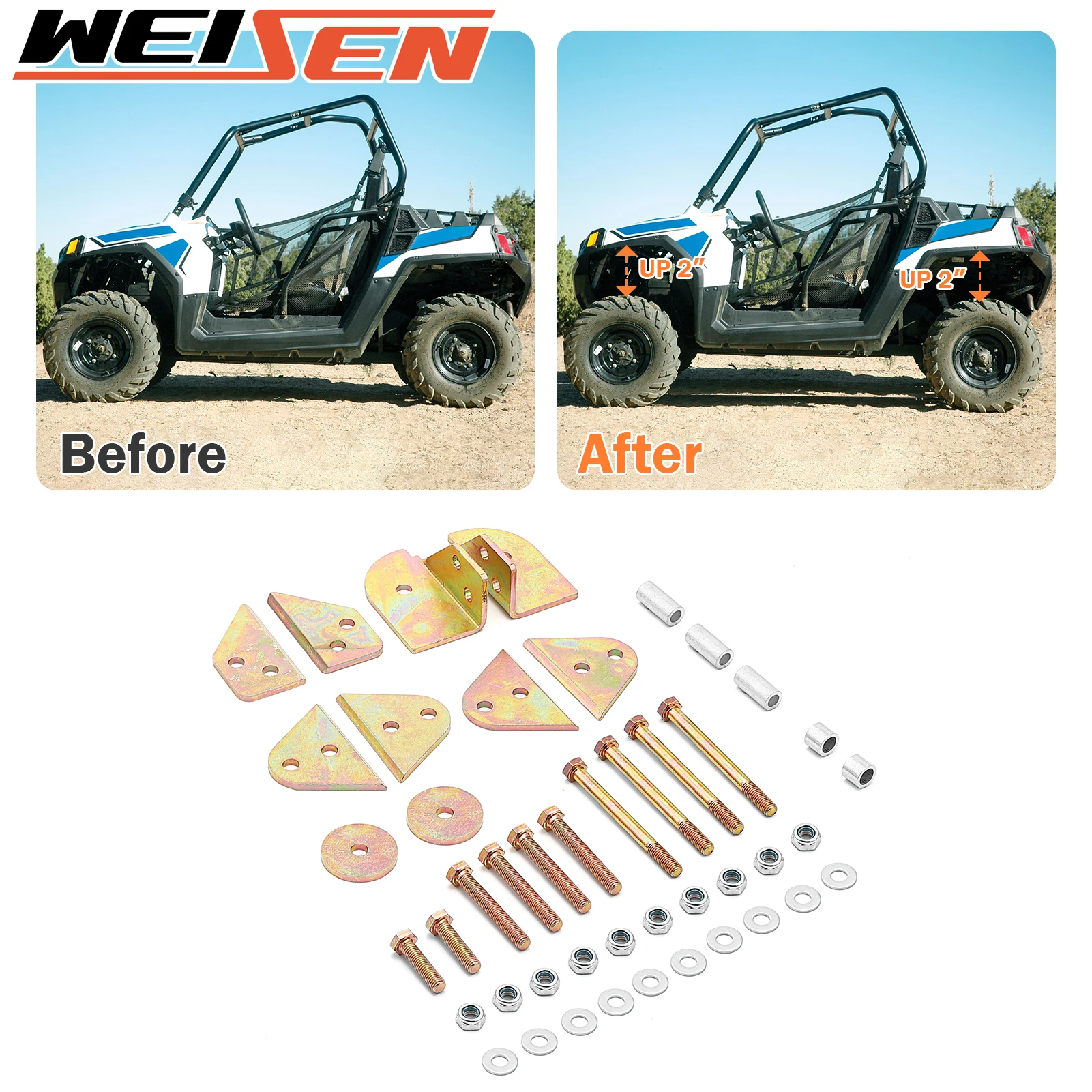 

UTV Front & Rear 2" Full Lift Kit Suspension Lift Heavy-Duty Steel Bolt-On for 2012-2021 Polaris 570 RZR 4x4 Accessories