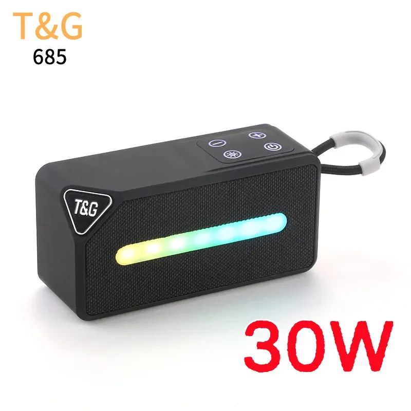 TG685 30W 전원 HiFi 스테레오 Caixa De Som 무선 블루투스 스피커 TF 카드 야외 서브 우퍼 RGB 다채로운 조명 FM 라디오