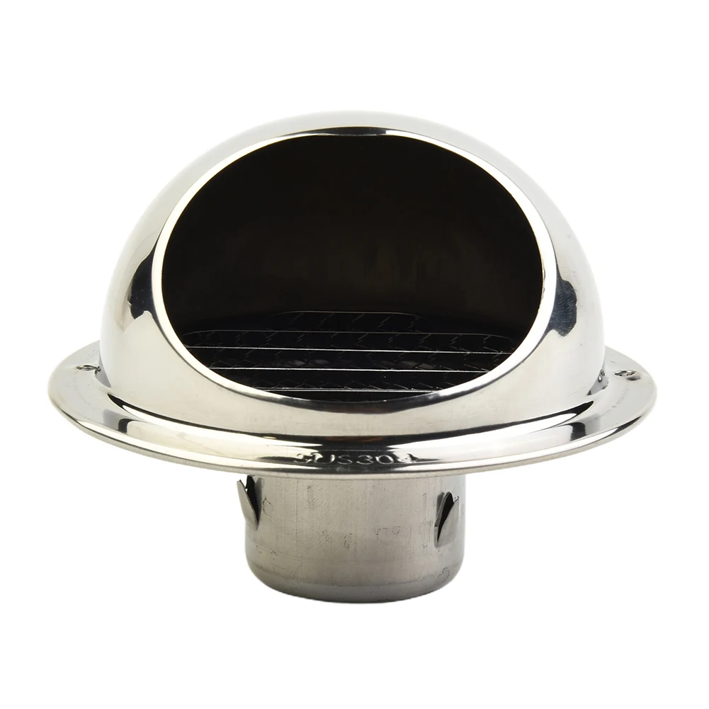 Stainless Steel Round Brushed Bull Nosed External Extractor Wall Vent Outlet 50mm With Anti Mesh For Dryer Bathroom Kitchen