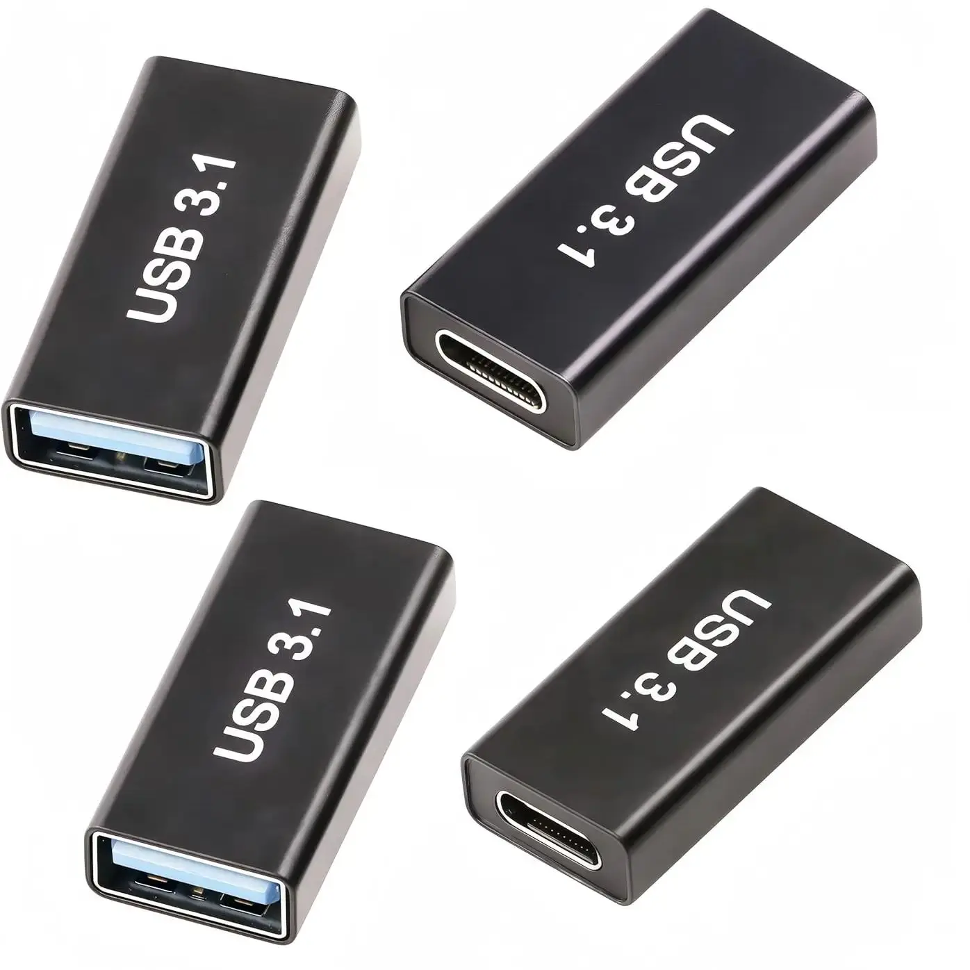 4-pack USB C vrouwelijk naar USB A vrouwelijk adapter, USB 3.1 10Gbps hogesnelheidsgegevensoverdrachtconnector voor pc, laptop, mobiele telefoon