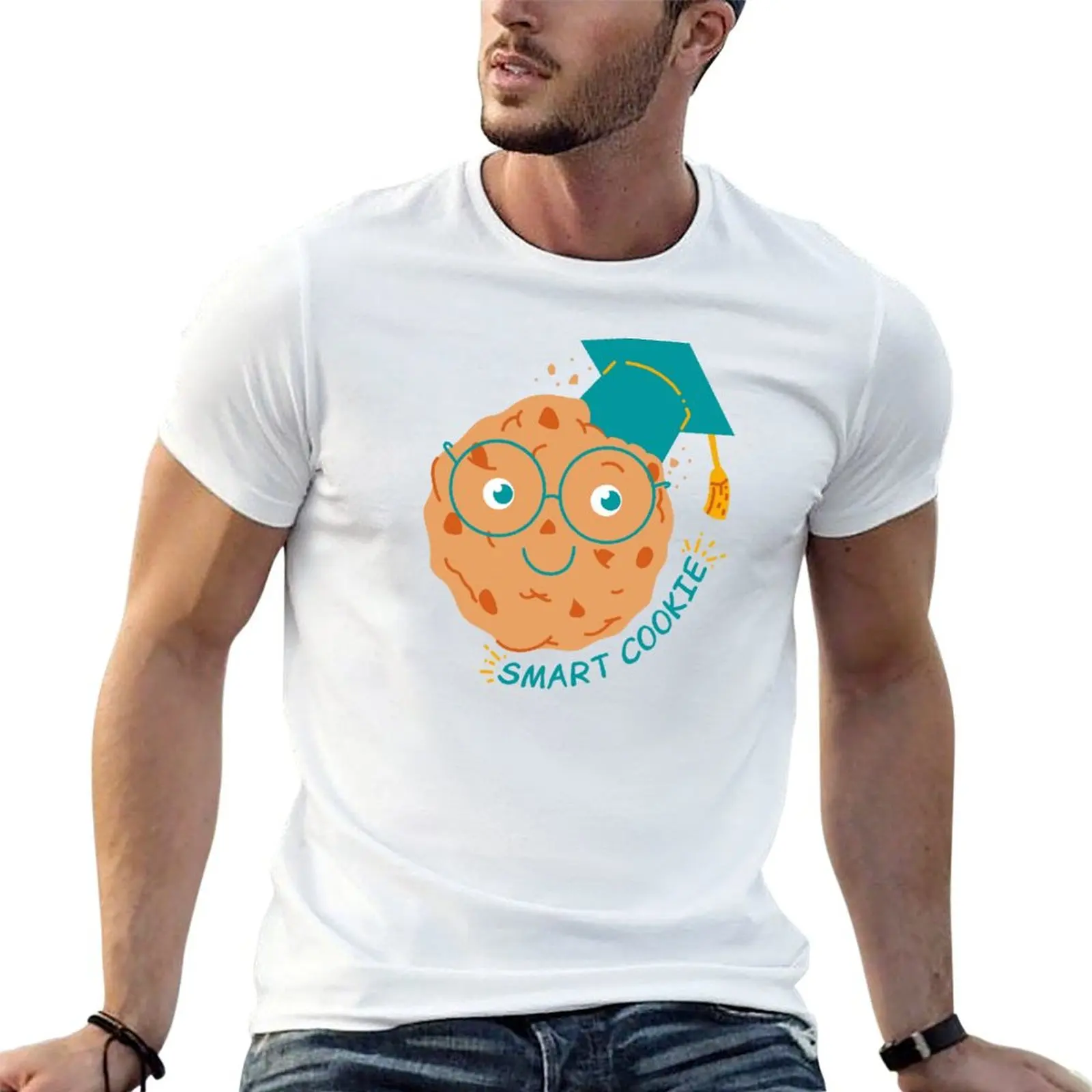 graduate smart cookie T-Shirt basketball graphic tees cotton man t-shirts Short sleeve tee men