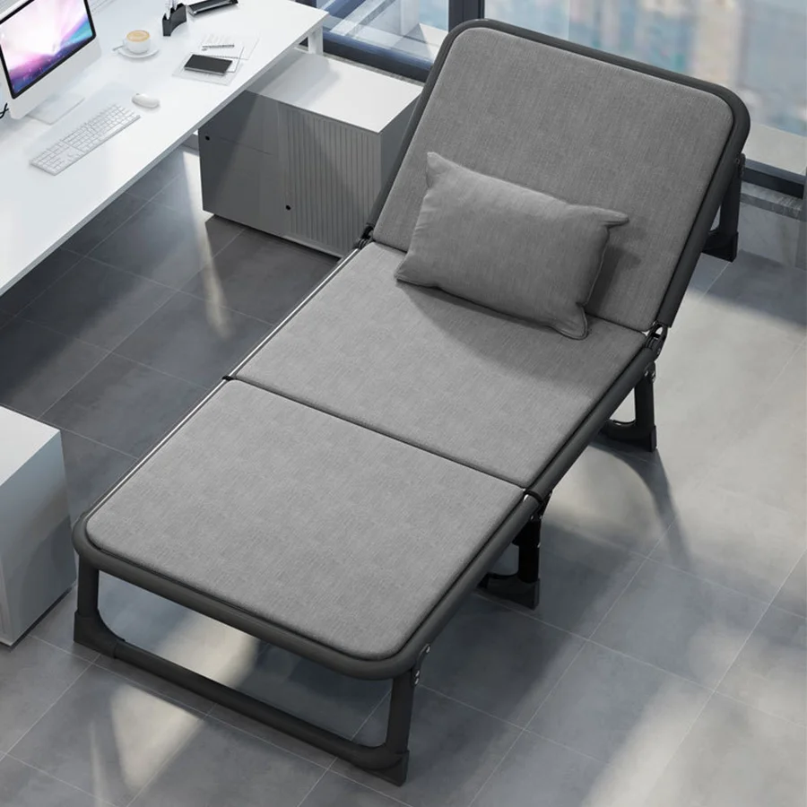 Portable Folding Bed Single Recliner With Long Chair Base & Frame Folding-bed Fold Out Perfect for Lunch Break Simple Furniture