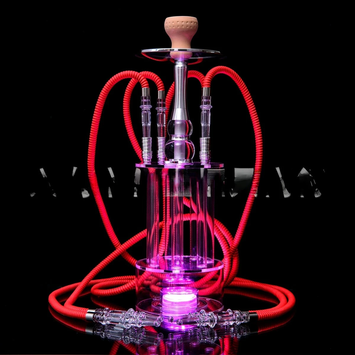 Double tube with lamp, four tube Gatlin acrylic hookah with lamp, wine bar KTV Internet celebrity pot