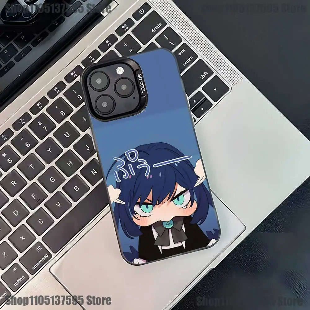 حافظة هاتف Ado Cartoon K-Kyogen X Uta لهاتف iPhone 16,15,14,13,12,11,Pro,XS,Max,Plus,Mini,SE4,E غطاء أسود غير لامع مقاوم للصدمات