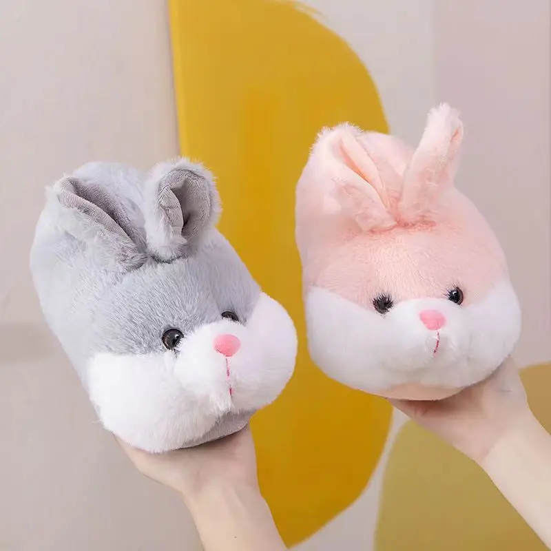 New Arrival Lovely Rabbit Cotton Warm Slippers Women Toe Covered Creative Bread Cartoon Shoes Large Size Christmas Present Hot