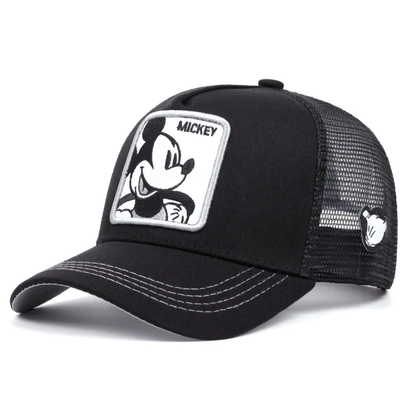 Disney Mickey Mouse Baseball Cap Summer Travel Peaked Cap Men\'s Hip-Hop Cap Couple Style Sun Visor Adjustable Trucker Mesh Cap