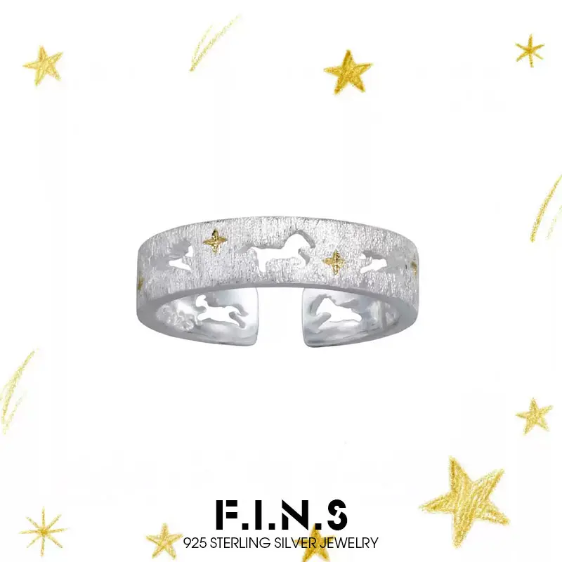 

Кольцо F.I.N.S. Original из серебра 925 пробы с полым узором и матовой отделкой, с контрастными цветами, регулируемое, для указательного или среднего пальца, ювелирное изделие