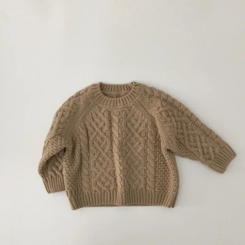 2024 Winter Morandi Solid Color Fried Dough Twists Children's Sweater image 4