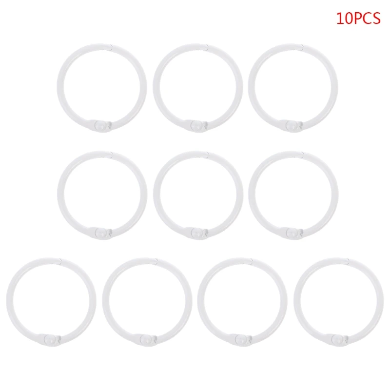 E9LB 10pcs Metal Loose Leaf Binder Ring Book Hoops DIY Albums School Office Supplies