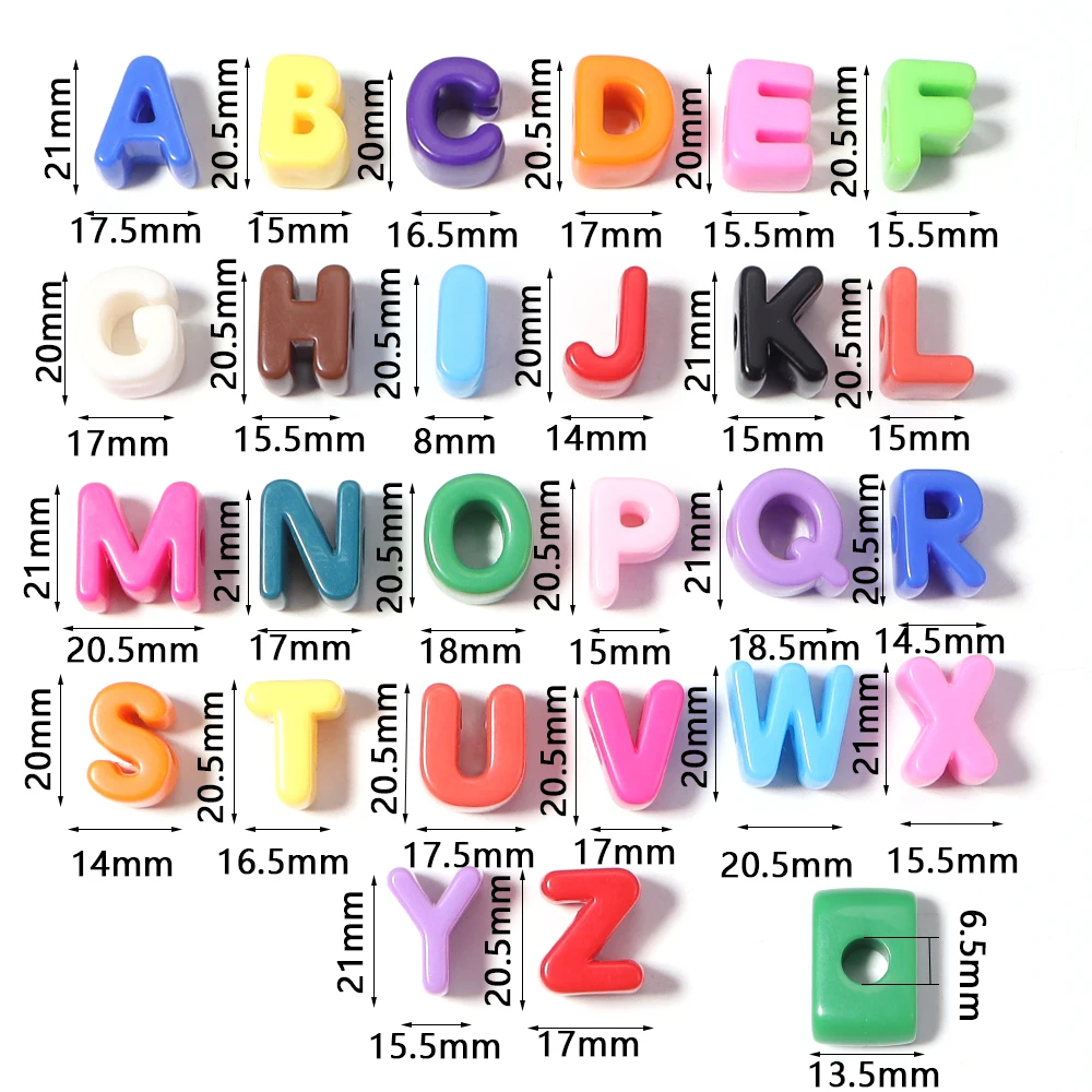 10pcs A-Z Letter Beads Acrylic Alphabet Beads Largr Size Loose Beads  For Jewelry Making DIY Keychain Phone Chain Accessories view 5