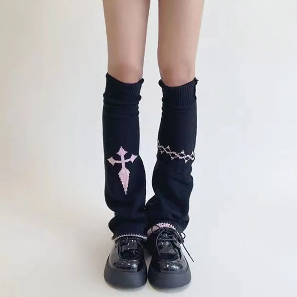 

Trendy Warm Material Women Leg Warmers Asymmetric Cross Streetwear Stackable Pile Socks Knitted Boot Covers Autumn and Winter