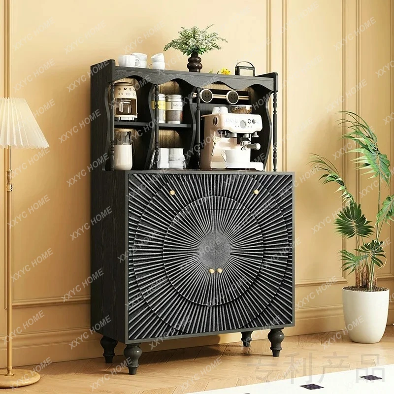

Classical Style Solid Wood Side Cabinet Dining Room Decoration Storage Cabinet Coffee Machine Water Bar Cabinet