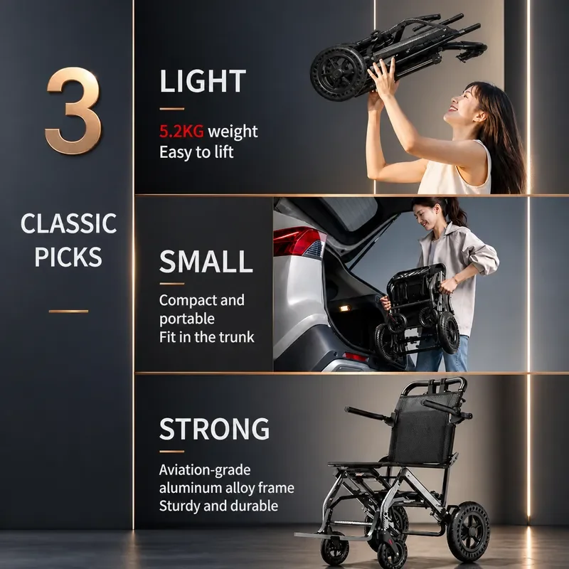 Portable Folding Travel Trolley Lightweight Hand Push Cart for Elderly Adults Universal Small Luggage Wheeled Shopping Bag