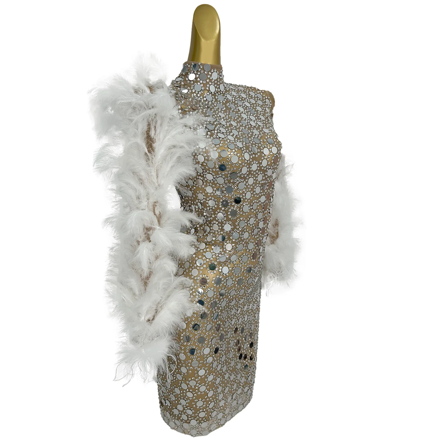 Elegante lantejoulas penas festa de aniversário celebração vestido plus size feminino vestido de noite mostrar boate wear baile de formatura vestido de cocktail