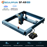 SCULPFUN SF-A9 40W Laser Engraver Cutting Machine Ultra-fine Laser Spot Automatic Air Assist Flame 400x400mm Working Area