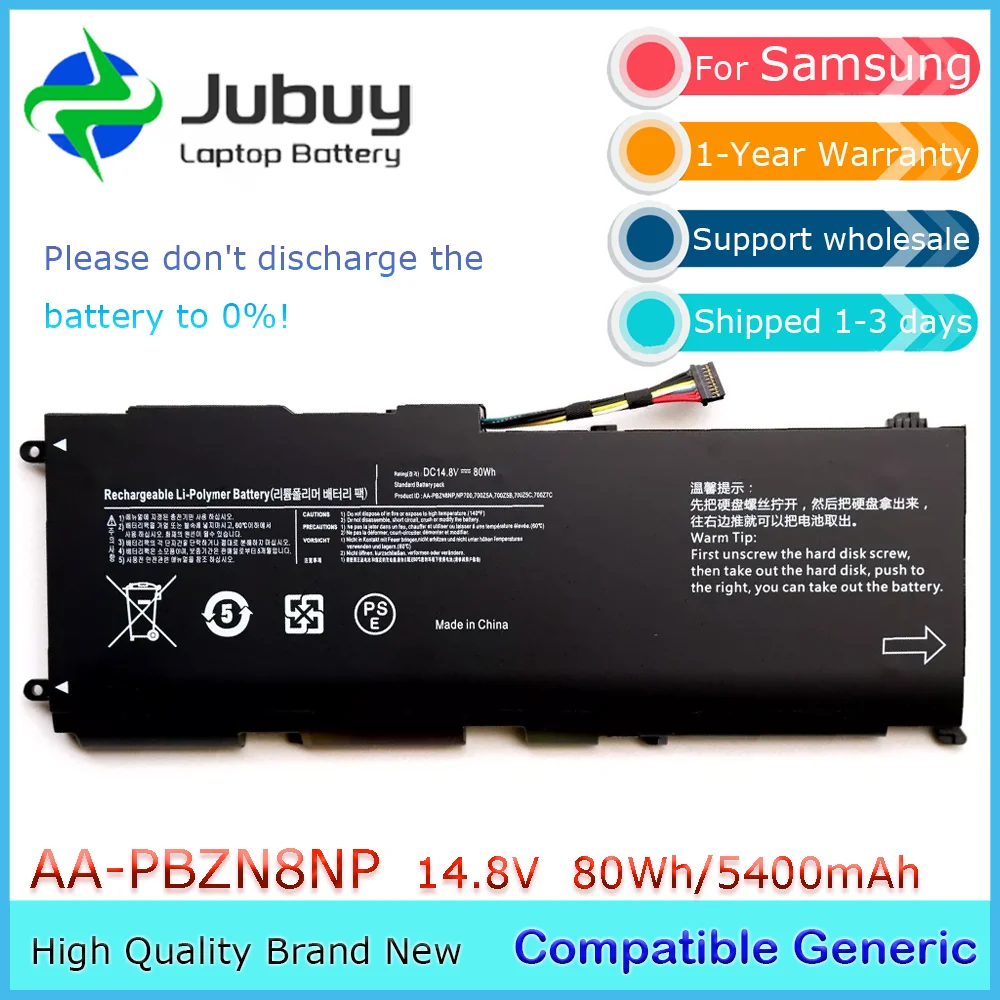 AA-PBZN8NP 14.8V 80Wh Compatible Generic Laptop Battery for Samsung 7 NP700Z5A NP700Z5B NP700Z7C NP770Z7E Series