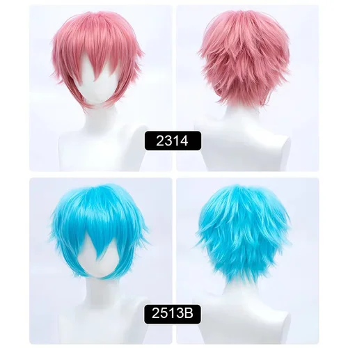 Imagen 2 del producto Peluca de Cosplay corta sintética Snoya, pelo en capas esponjoso y esponjoso con puntas, rosa, rojo, azul, púrpura, peluca para fiesta de Halloween para hombres y mujeres