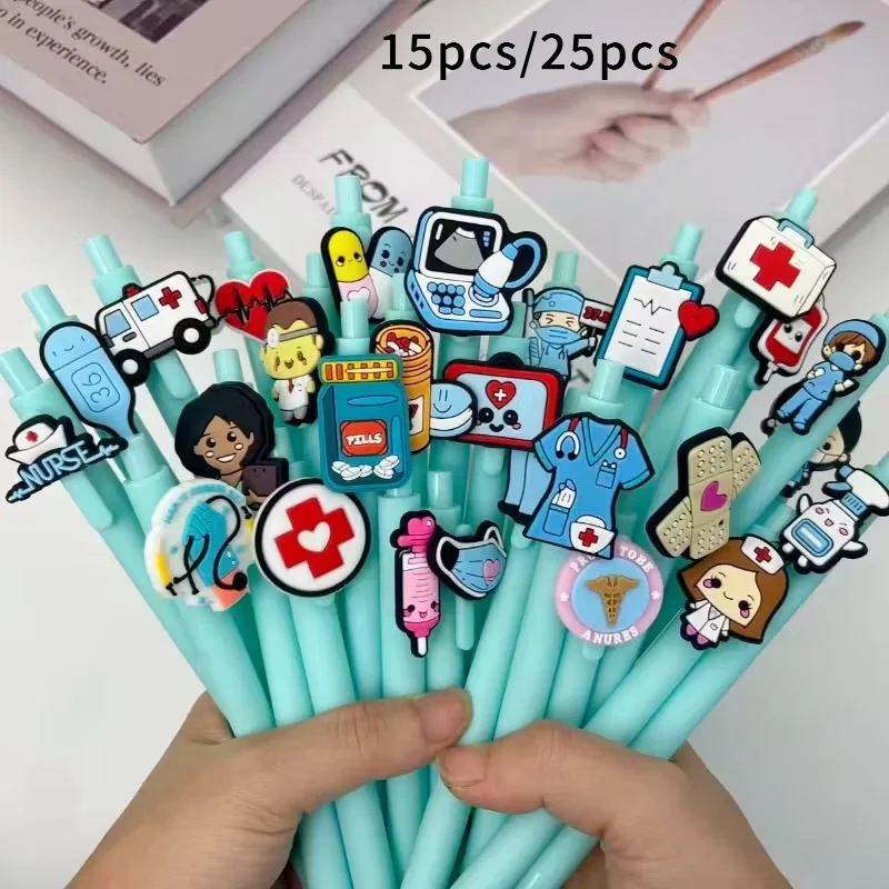 

15/25pcs medical ballpoint pens, light blue series, nurse pens, office stationery gifts, perfect party gifts, writing tools