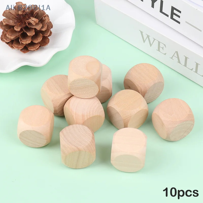 10Pcs 30mm Blank Wood Dice Kid Toys Printing Engraving Write Painting DIY Family Game For Custom Letter Numbers