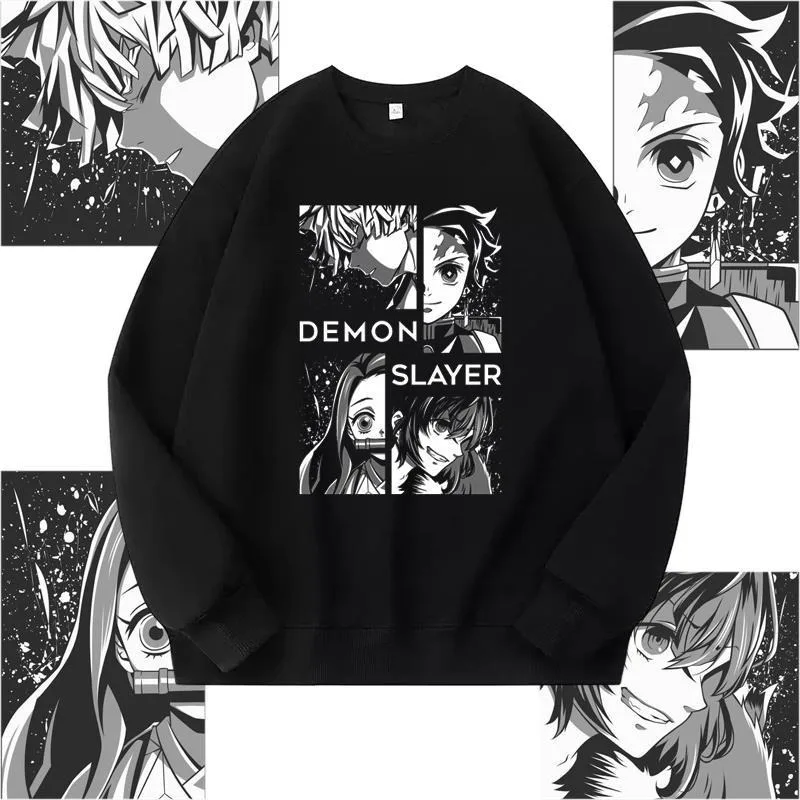 سويت شيرت Demon Slayer Cartoon AnimeKamado Tanjiro للرجال Nezuko والنساء، بلوزة عصرية مخصصة، فضفاضة بأكمام طويلة.
