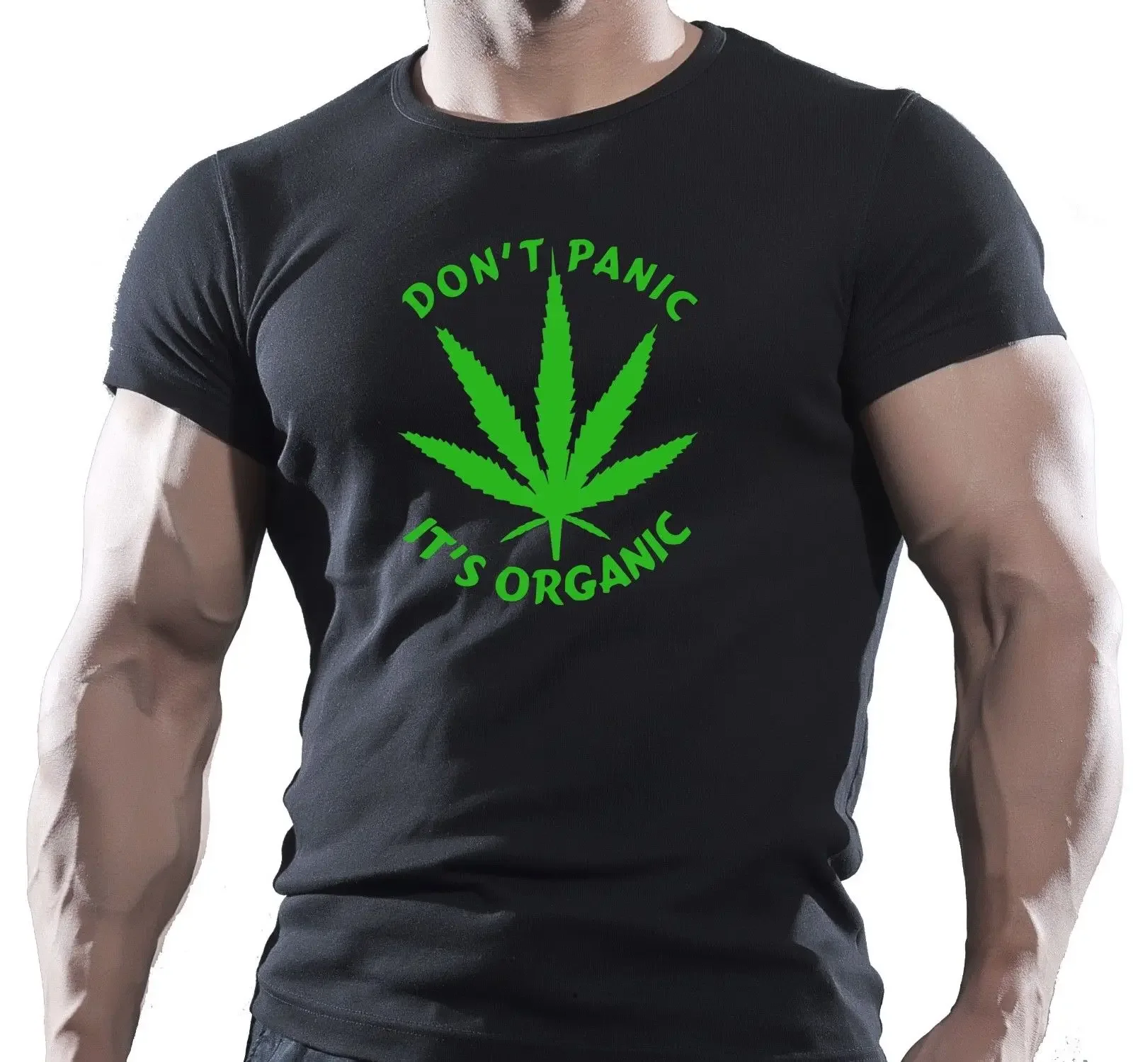 

Dont Panic, Its Organic. Funny Ganja marijuana Smoke T-Shirt 100% Cotton O-Neck Short Sleeve Summer Casual Mens T-shirt