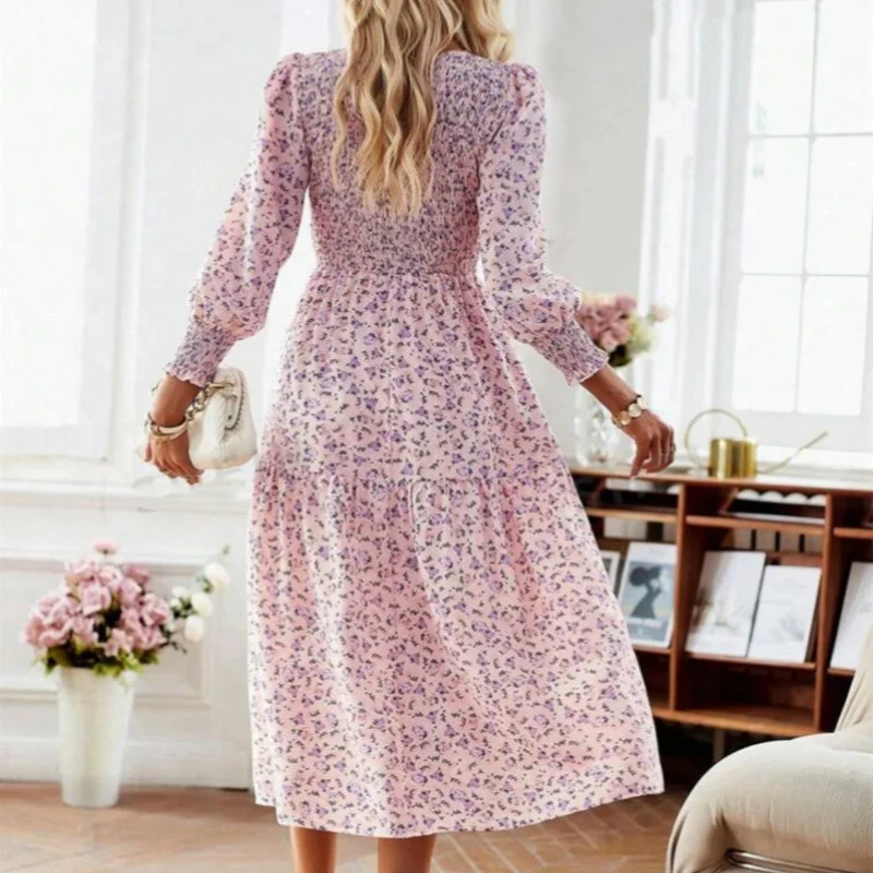 Female Dress A Line Cheap Casual Floral Elegant Party Aesthetic Loose Designer Youth Korean Style G Women's Long Sleeve Dresses