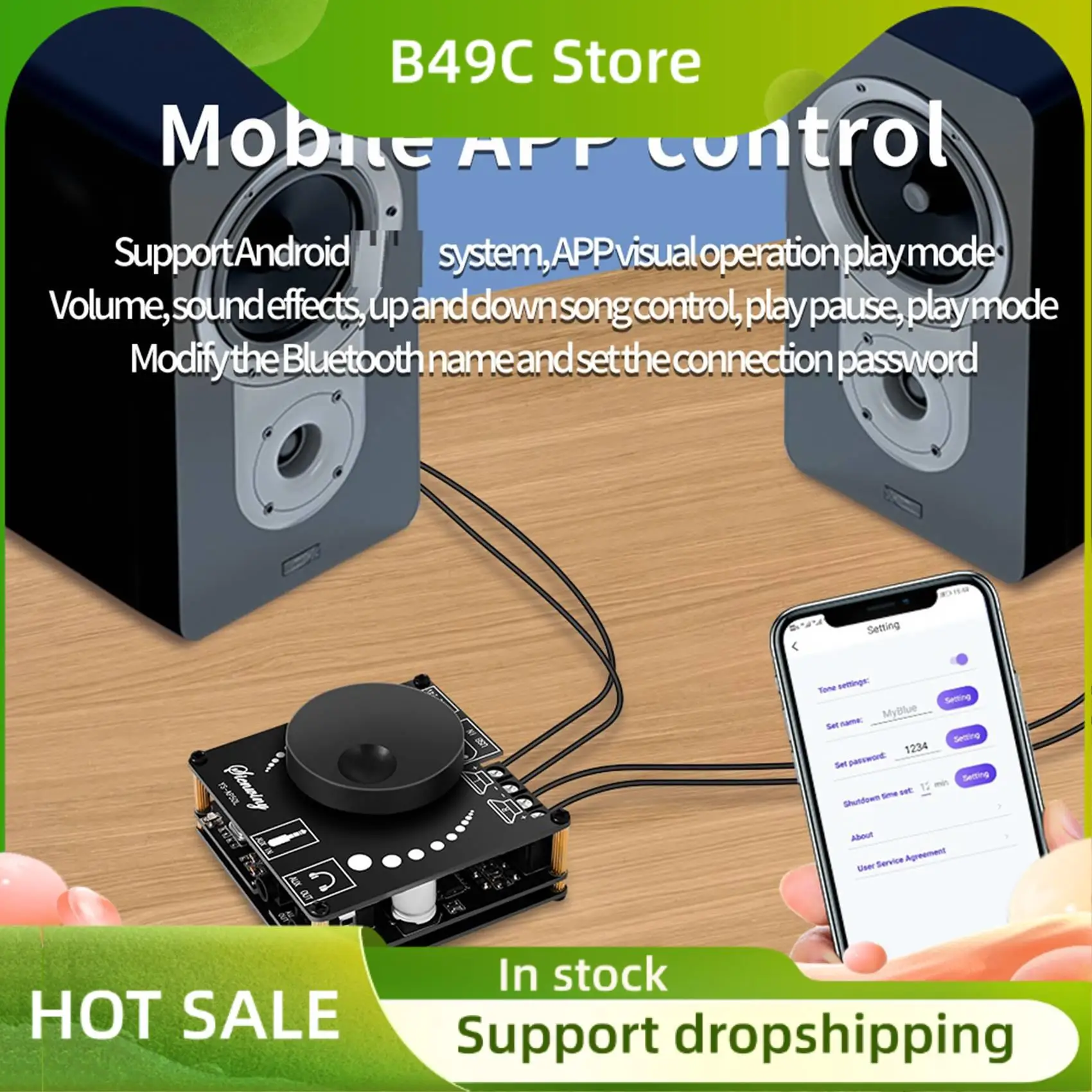 

B49C YS-AP50L Digital Bluetooth Amplifier Board Mini Version 50W+50W HIFI High-Power BT5.1 Two-Channel Stereo Speaker Module
