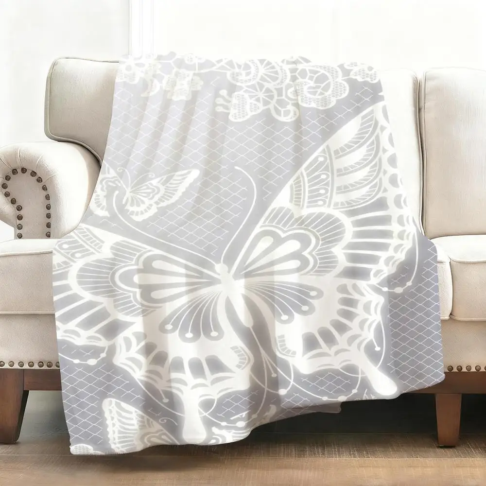 Cool Butterfly Throw Soft Flannel Blanket Warm Knee Skin-Friendly Throw for Sofa Office Bed Traveling Winter Oversize