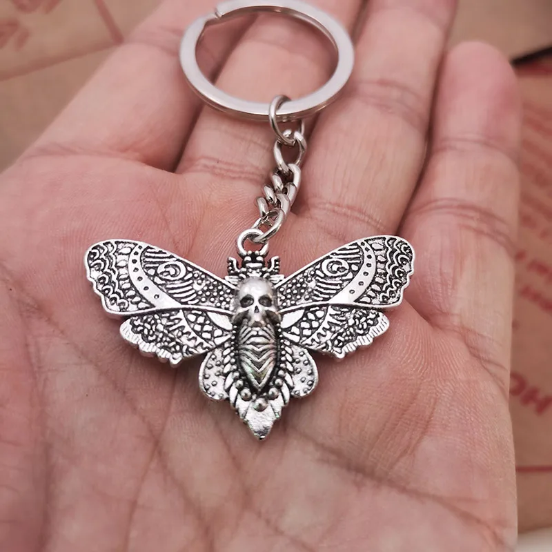 1 Stück Todes motte Anhänger Schlüssel anhänger Vintage Schlüssel ring Auto tasche Mode Goth Zubehör Geschenk – Detail 7