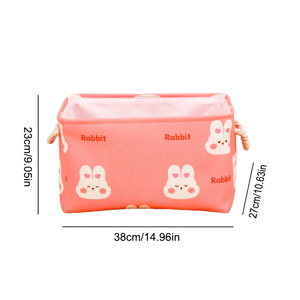 Pink Cartoon Rabbit Laundry Basket Large Capacity Storage Basket Folding Fabric Nursery Hamper for Girls Bedroom Toys Organizer