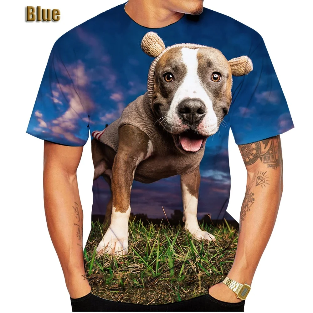 2022 New Listing 3D Pitbull Dog Printed Casual T-shirt Men/women\'s Cool Pitbull Graphic Hipster Short Sleeve Tops Tee