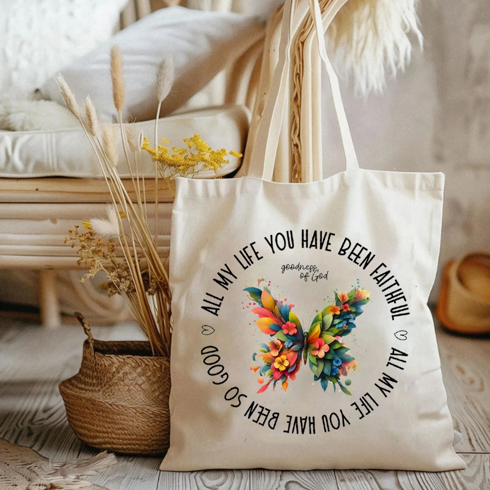 All My Life You Have Been Faithful Graphic Tote Bags Goodness of God Ladie's Lovely Shopping Canvas HandBags Love and Peace Bags