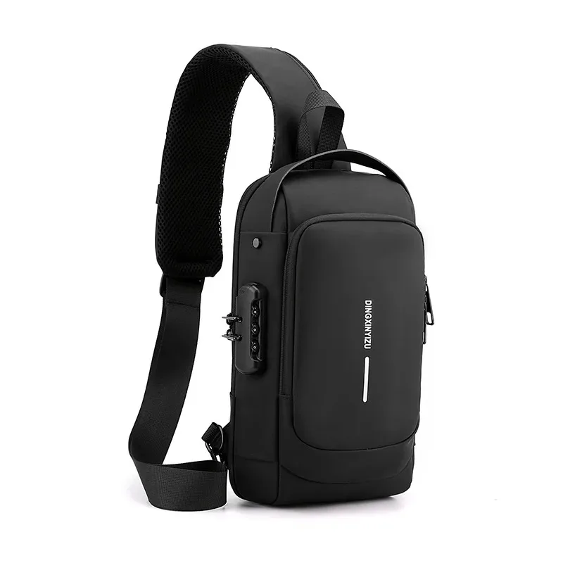 Chest Bag for Men Crossbody Bag Waterproof USB Shoulder Bag Anti-Theft Travel Messenger Chest Sling Pack Outdoor hiking bag