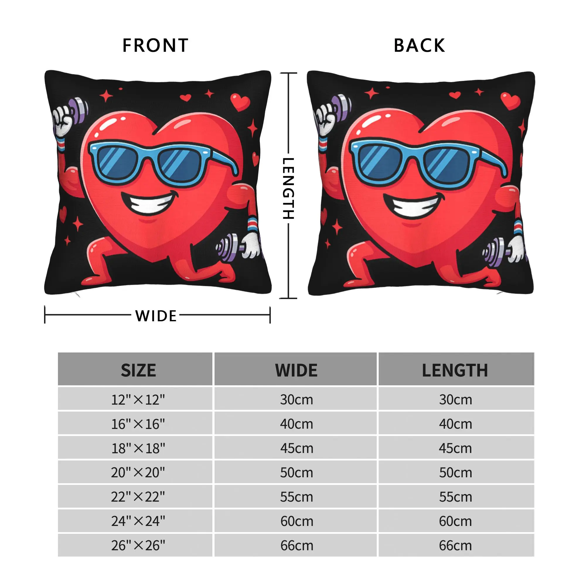 Valentine Lifting Heart Gym Funny Workout Pillow Case  Comfy Pillow Cover For Sofa Couch Bed Living Room Novelty Pillowcases