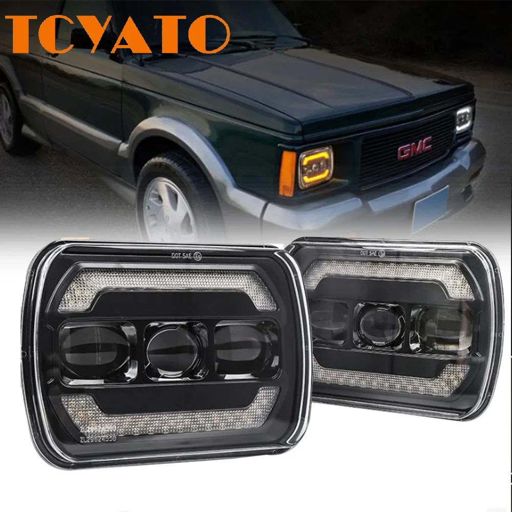 

TCYATO 2 шт. 5x7 "Для/ближнего света янтарный указатель поворота светодиодная квадратная фара 7x6 "светодиодная фара для Jeep Wrangler YJ Cherokee XJ