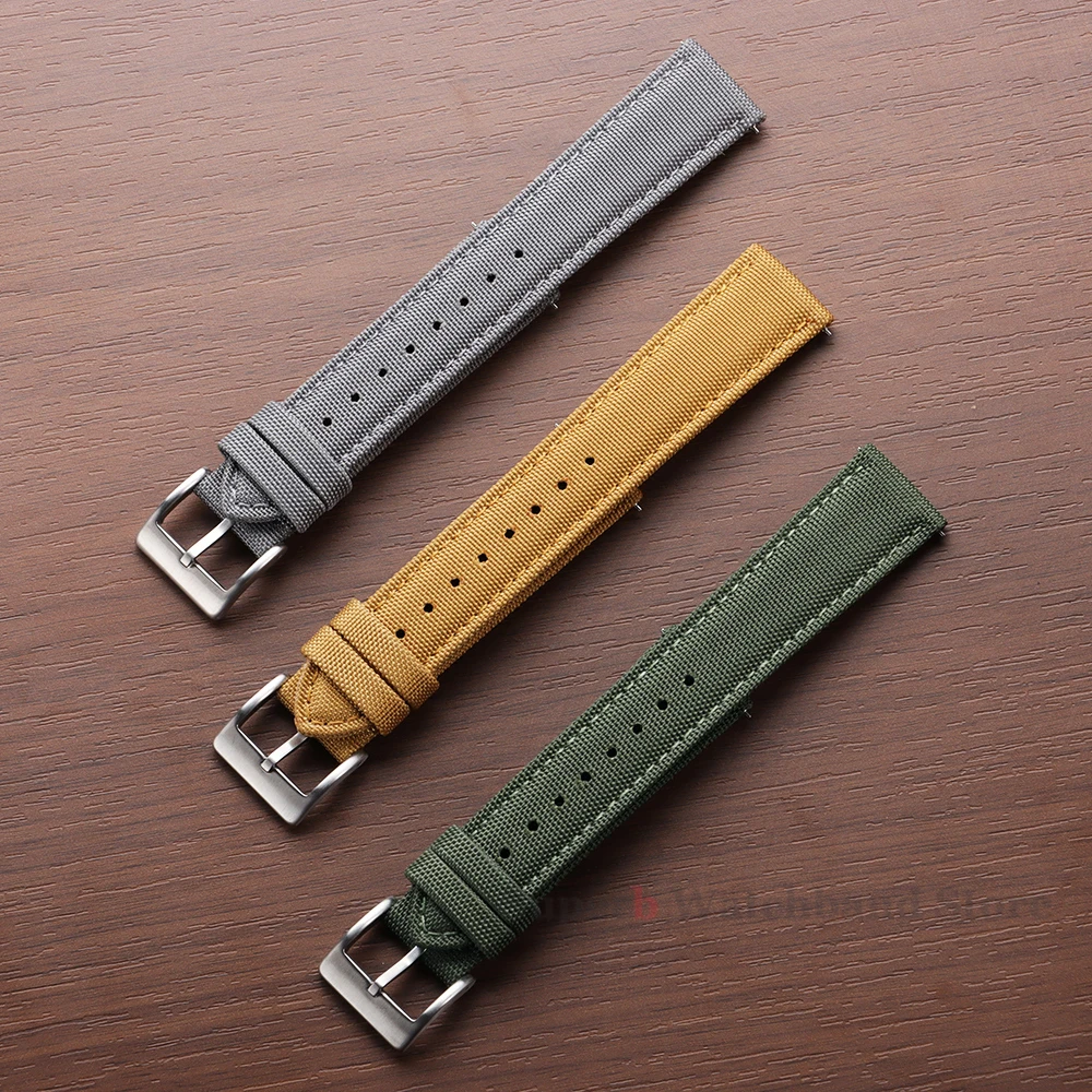 20 مللي متر 22 مللي متر مقاوم للماء Sailcloth حزام ساعة اليد ل أوميغا ل Seiko الوجهين النايلون حزام الساعات الإفراج السريع الفرقة الرياضة حزام للرجال