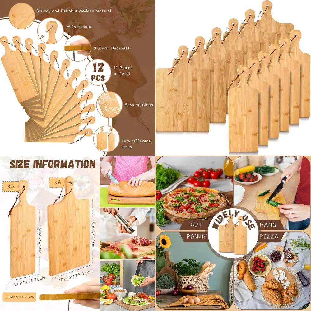 

Wood Cutting Board Set with Handle, Chopping Serving Board, Butcher Block, 16x10 and 16x5, Bamboo, Perfect for Valentine's Day,