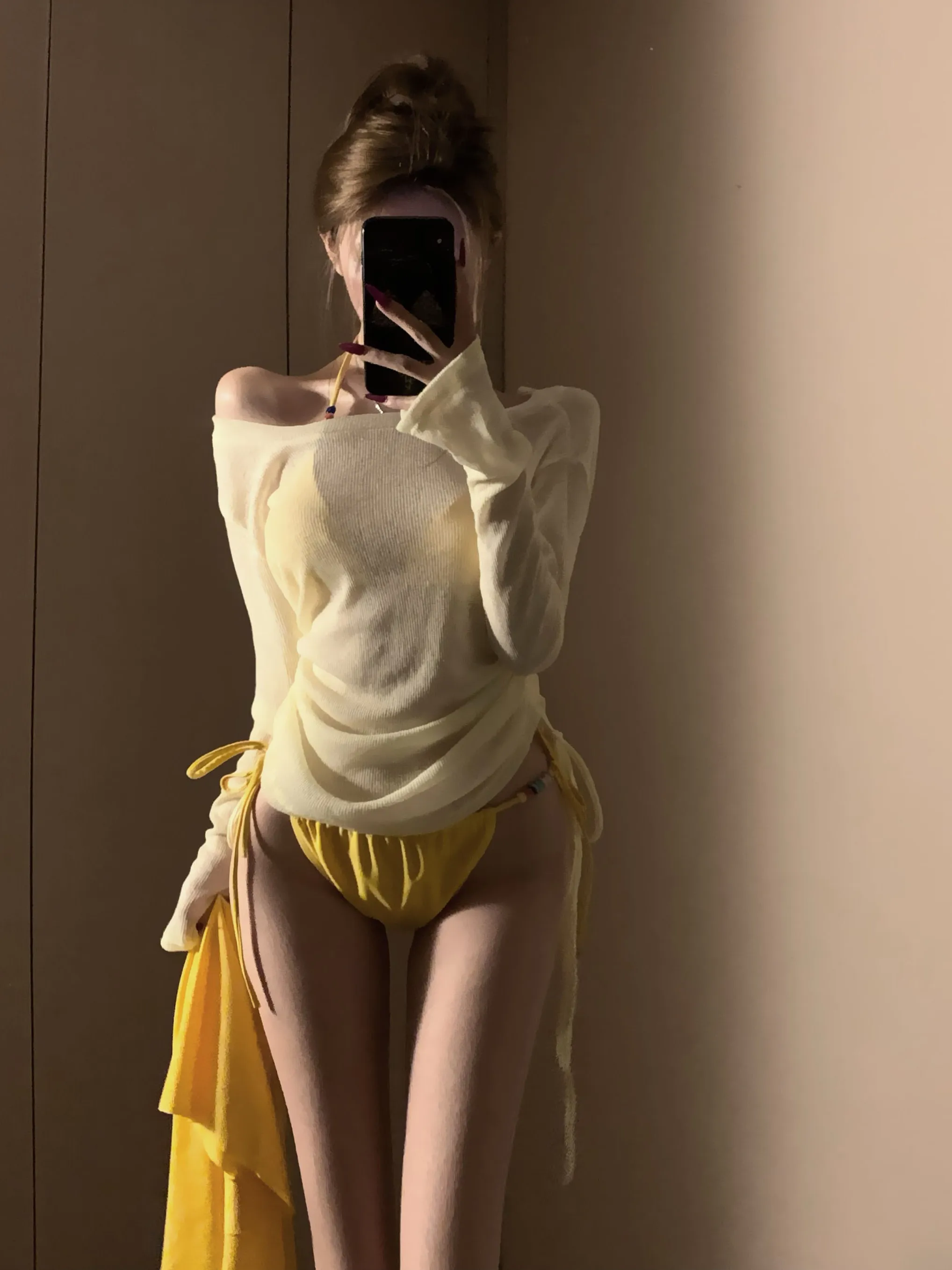 

Сексуальный желтый купальник-бикини Pure Desire для женщин с завязками, для термальных источников, для небольшой груди, утягивающий, новинка